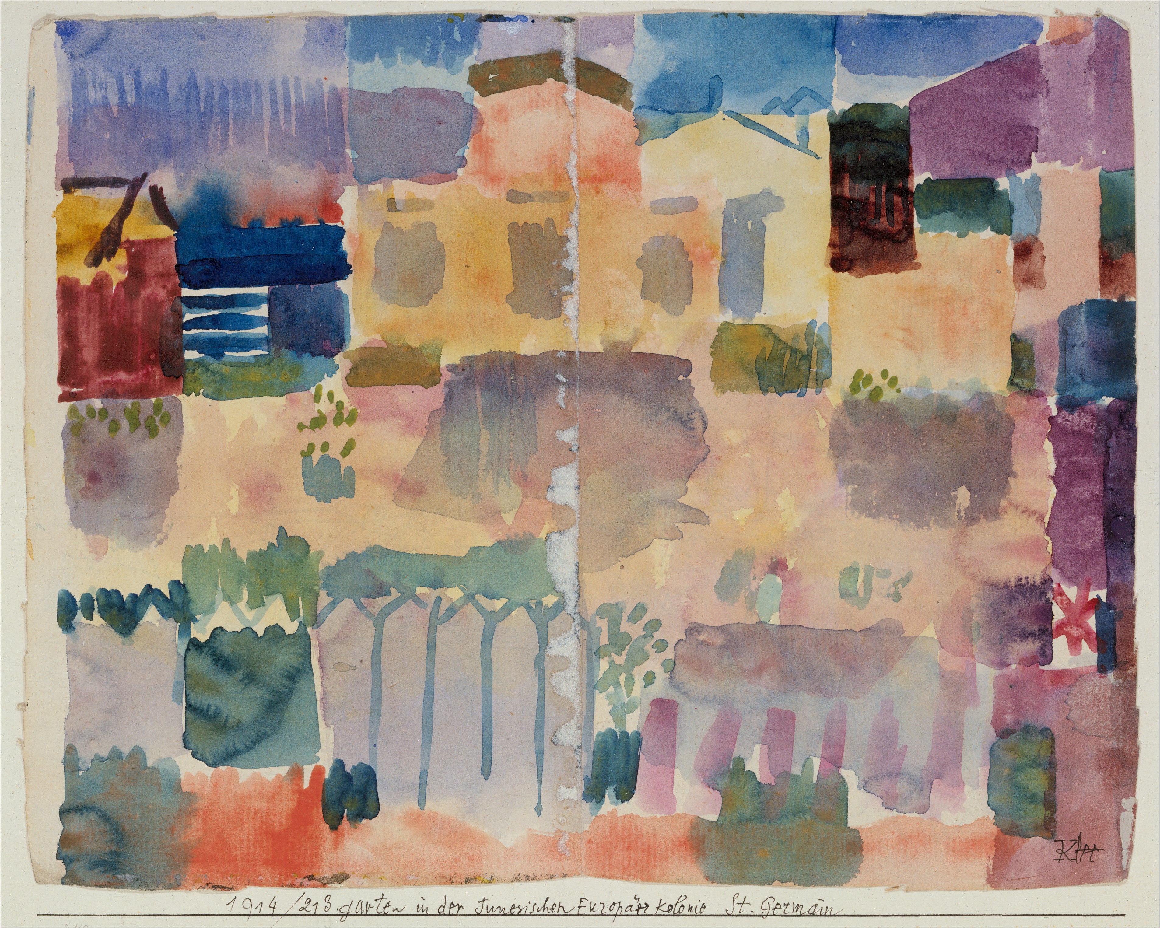 Zahrada v Saint-Germain, evropské čtvrti poblíž Tunisu - Paul Klee