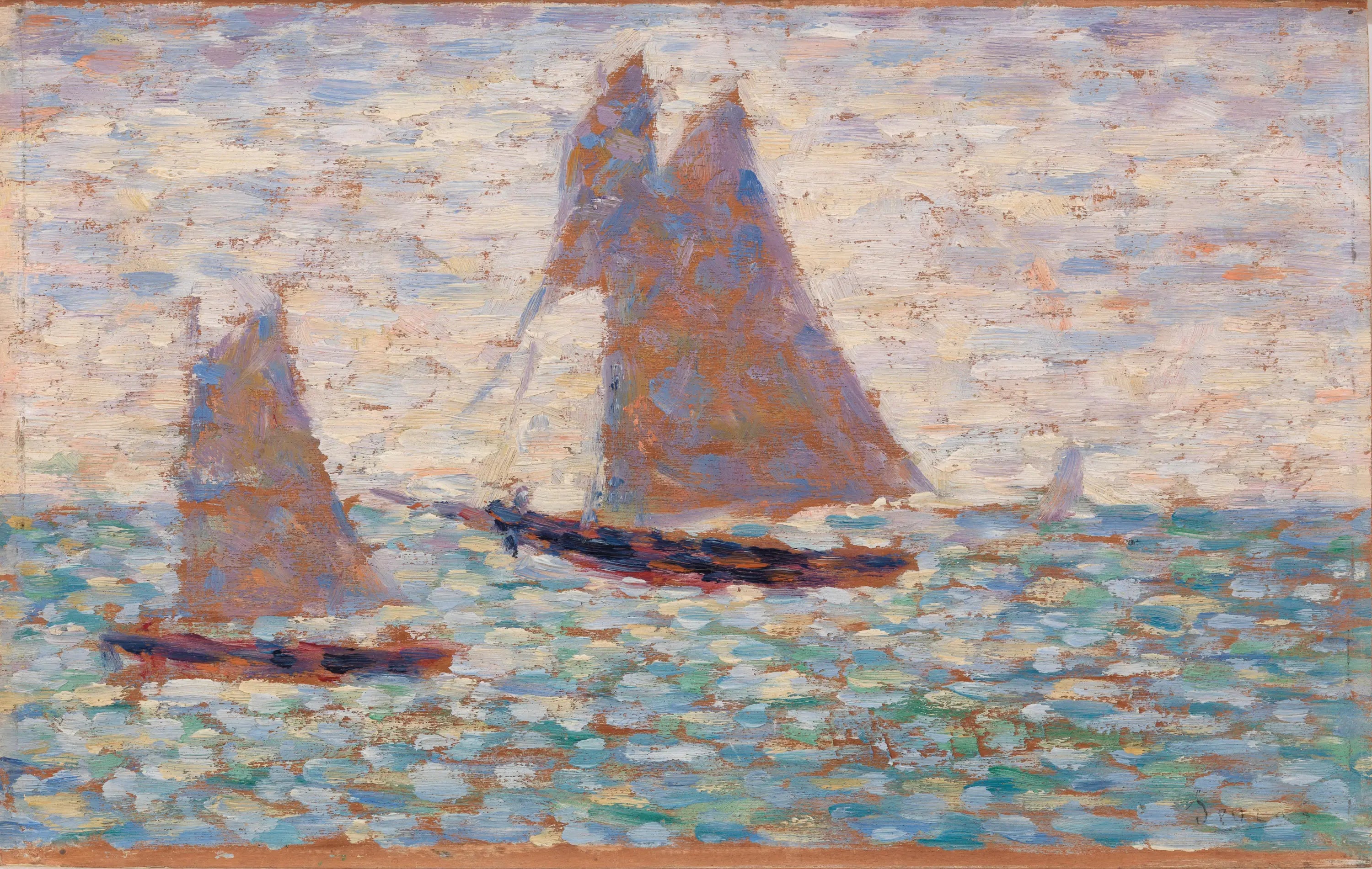 Reproduction du tableau « Deux voiliers à Grandcamp - Georges Seurat » par Alpha Reproduction en peinture à l’huile