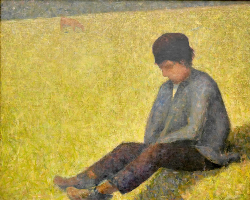 Chlapec sedící na louce - Georges Seurat
