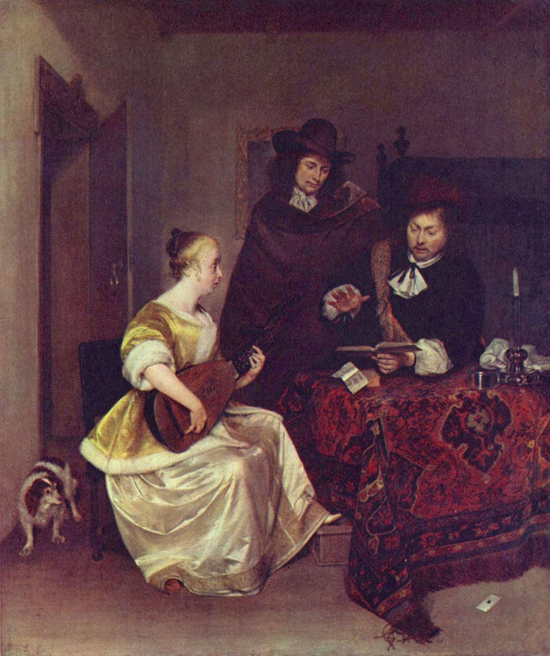 Femme jouant du luth à deux hommes - Gerard ter Borch