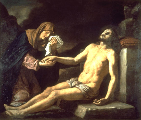 Mrtvý Kristus pláčoucí matkou - Guercino