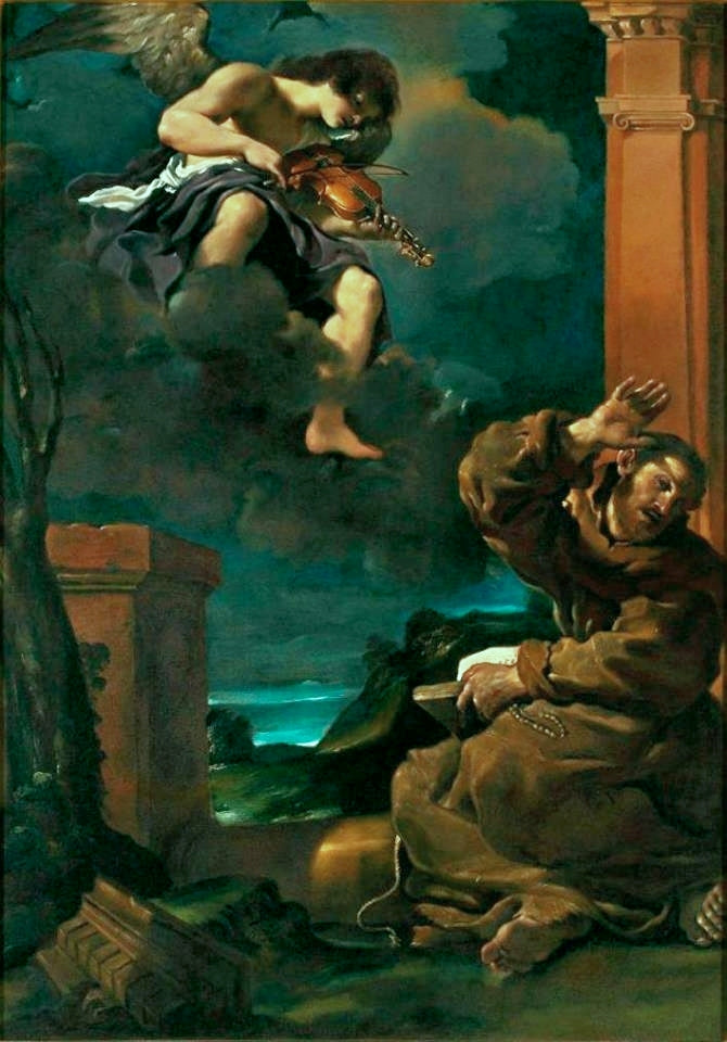Sv. František v extázi s hudebním andělem - Guercino