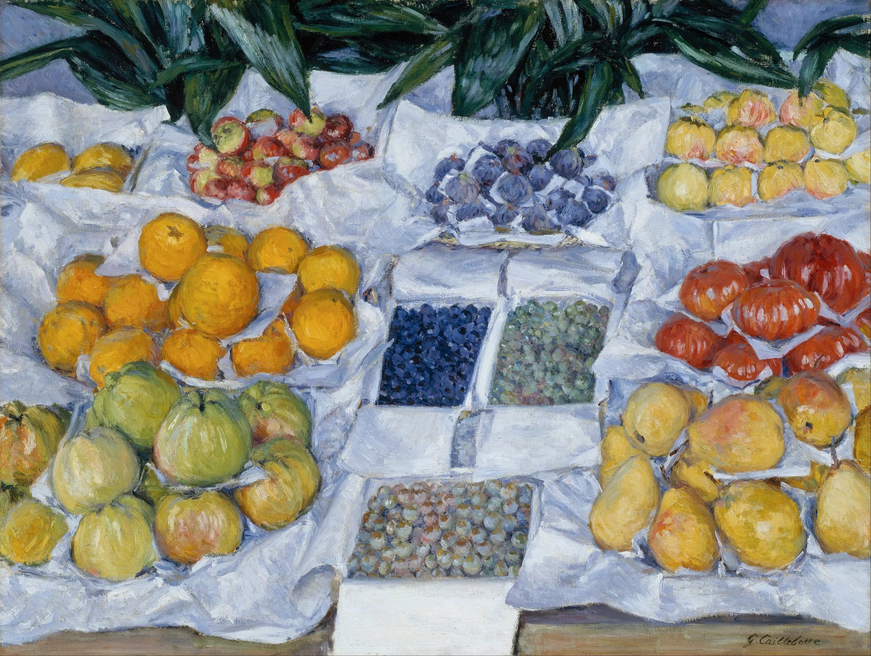 Reproduction du tableau « Fruits présentés sur un présentoir - Gustave Caillebotte » par Alpha Reproduction en peinture à l’huile