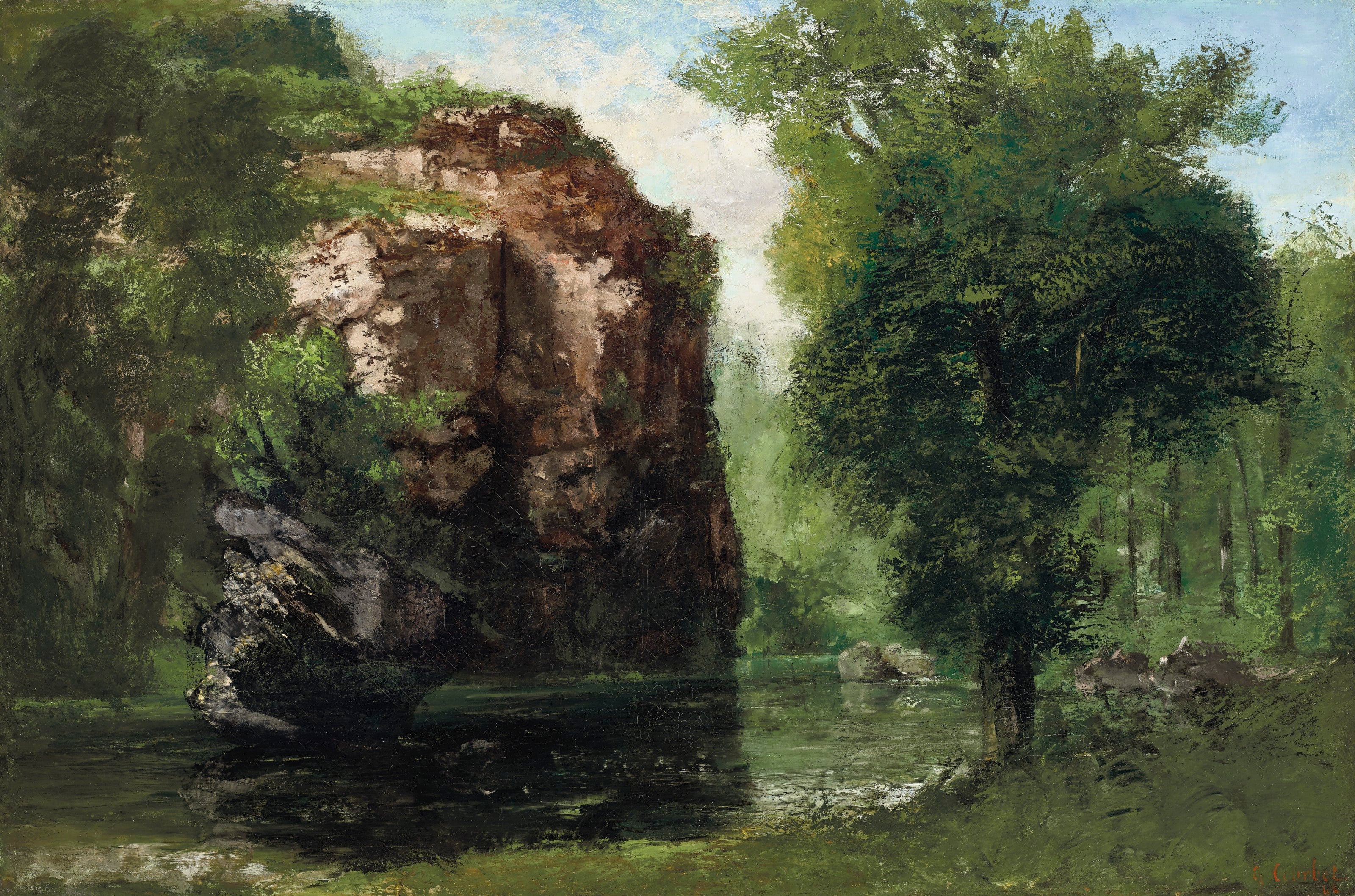 Bords de la Loue avec rochers à gauche - Gustave Courbet
