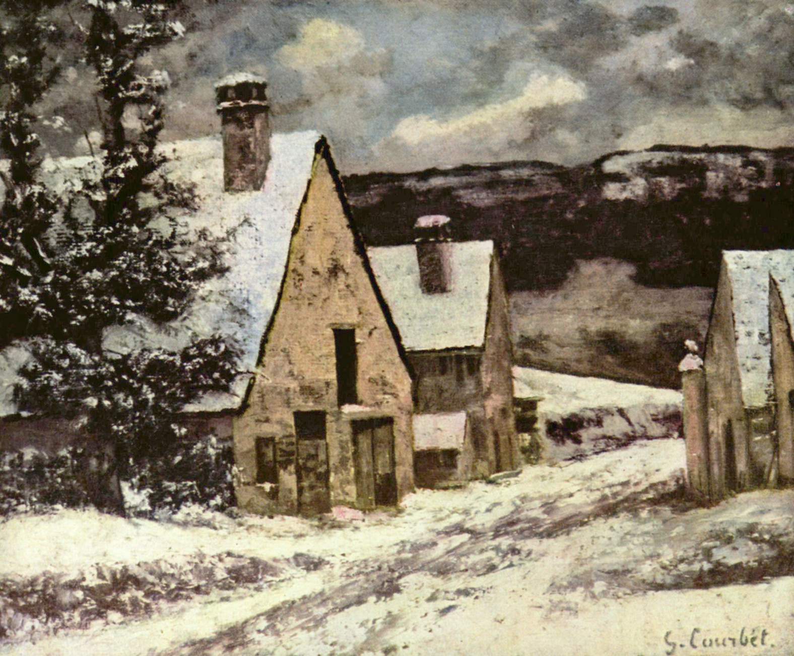 Rue de village en hiver - Gustave Courbet