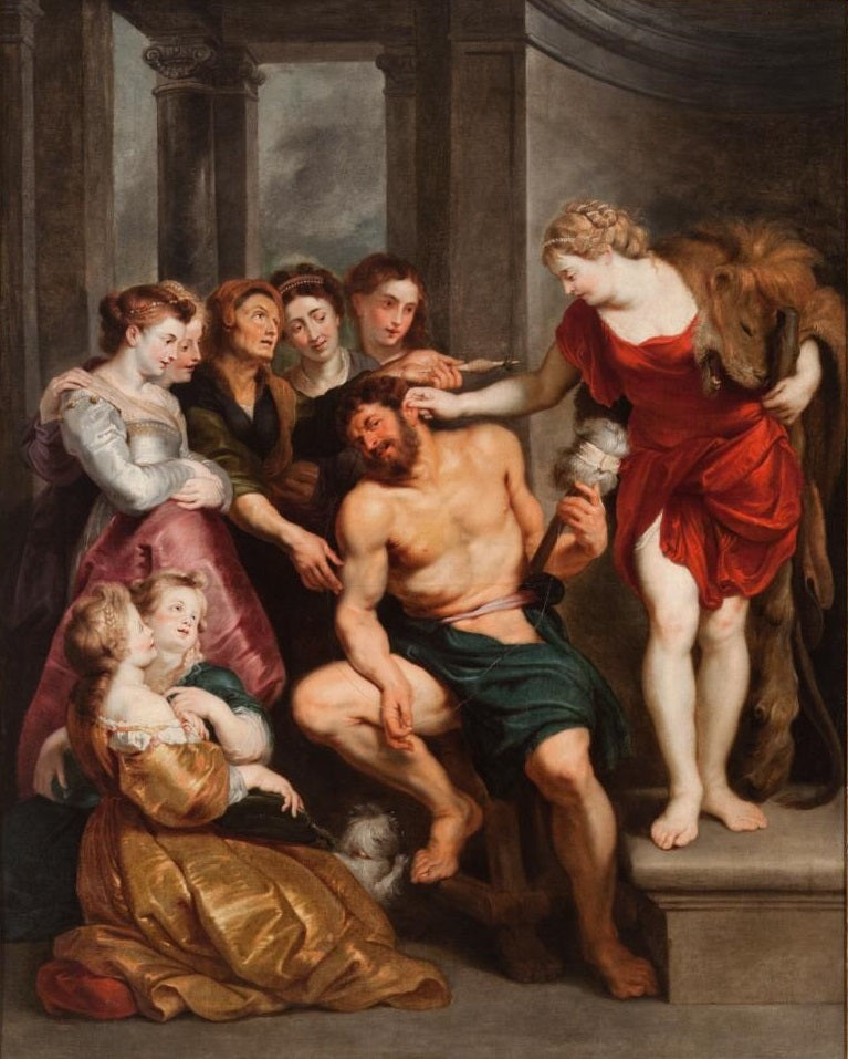 Hercule, malade d'amour, se fait dominer par Omphale - Peter Paul Rubens