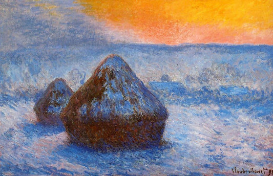 Mouky (soumrak, efekt sněhu) - Claude Monet