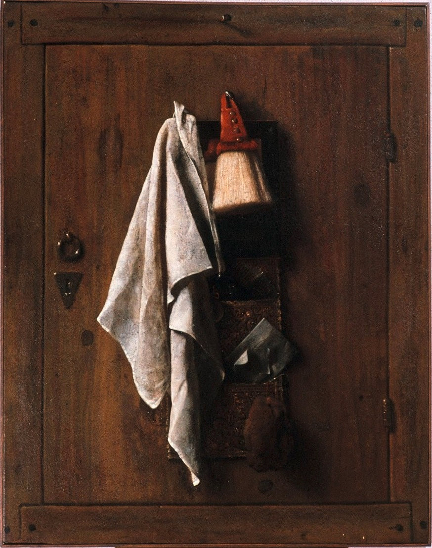 Porte avec brosse à serviettes et sac à lettres - Samuel van Hoogstraten