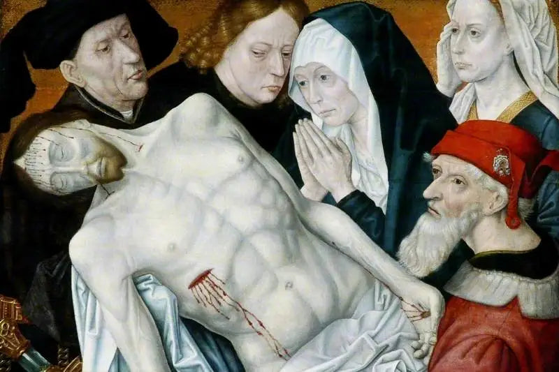 La Lamentation le Christ mort soutenu par Jean-Baptiste Joseph d’Arimathie et Nicodème avec la Vierge Marie