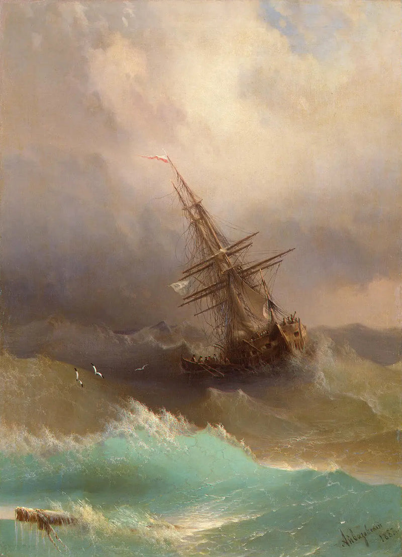 Loď uprostřed rozbouřeného moře - Ivan Aivazovskij