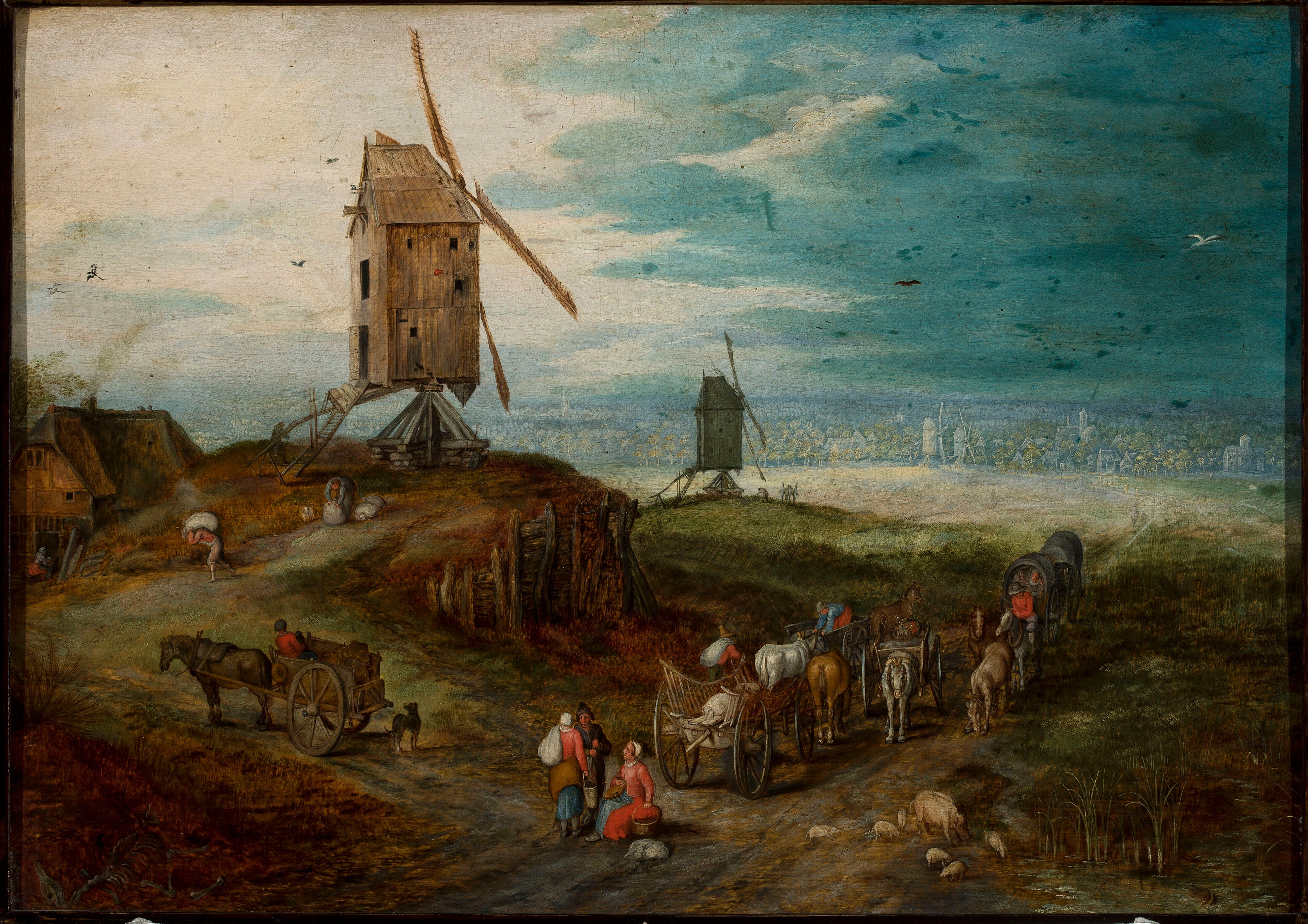 Paysage avec des moulins à vent. - Jan Brueghel l'Ancien