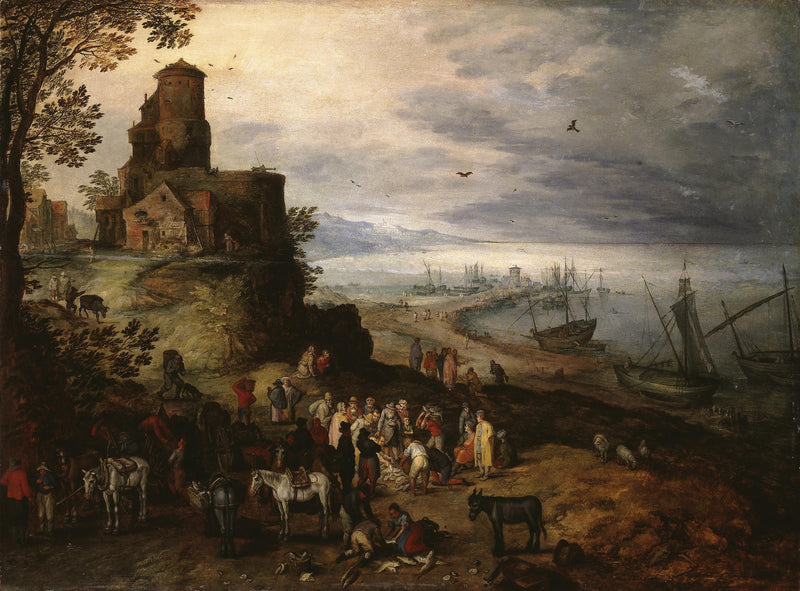 Marché aux poissons (Appel des apôtres Pierre et André) - Jan Brueghel l'Ancien