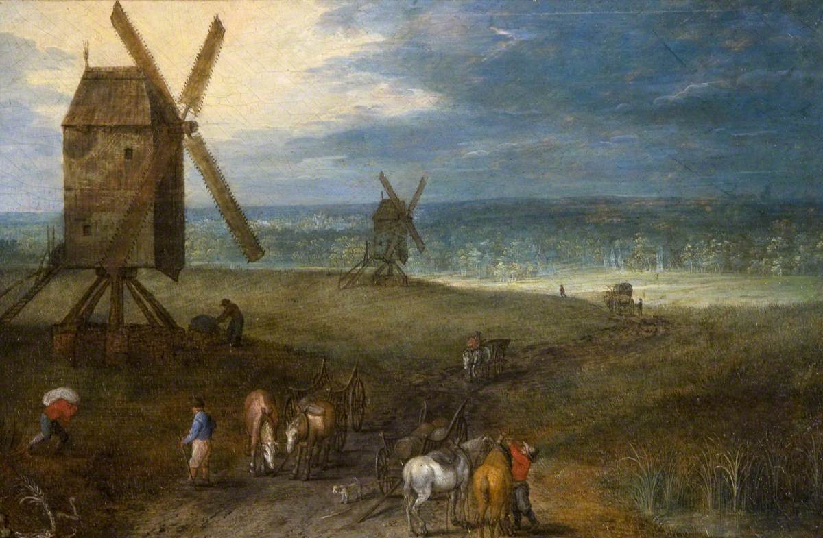 Paysage avec des moulins à vent - Jan Brueghel l'Ancien