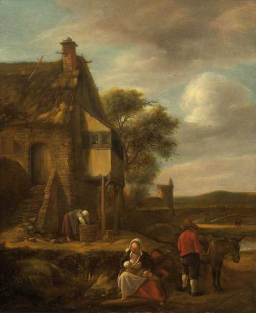 Paysage avec personnages devant une maison - Jan Steen