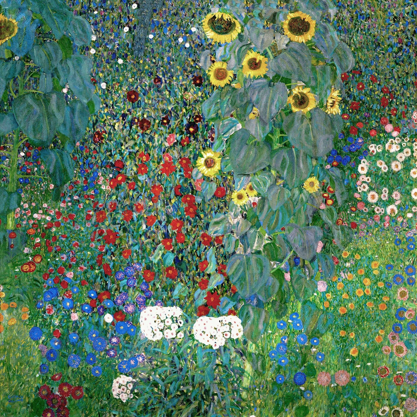 🌻✨ Venkovská zahrada s slunečnicemi – Gustav Klimt (kolem 1905–1907)