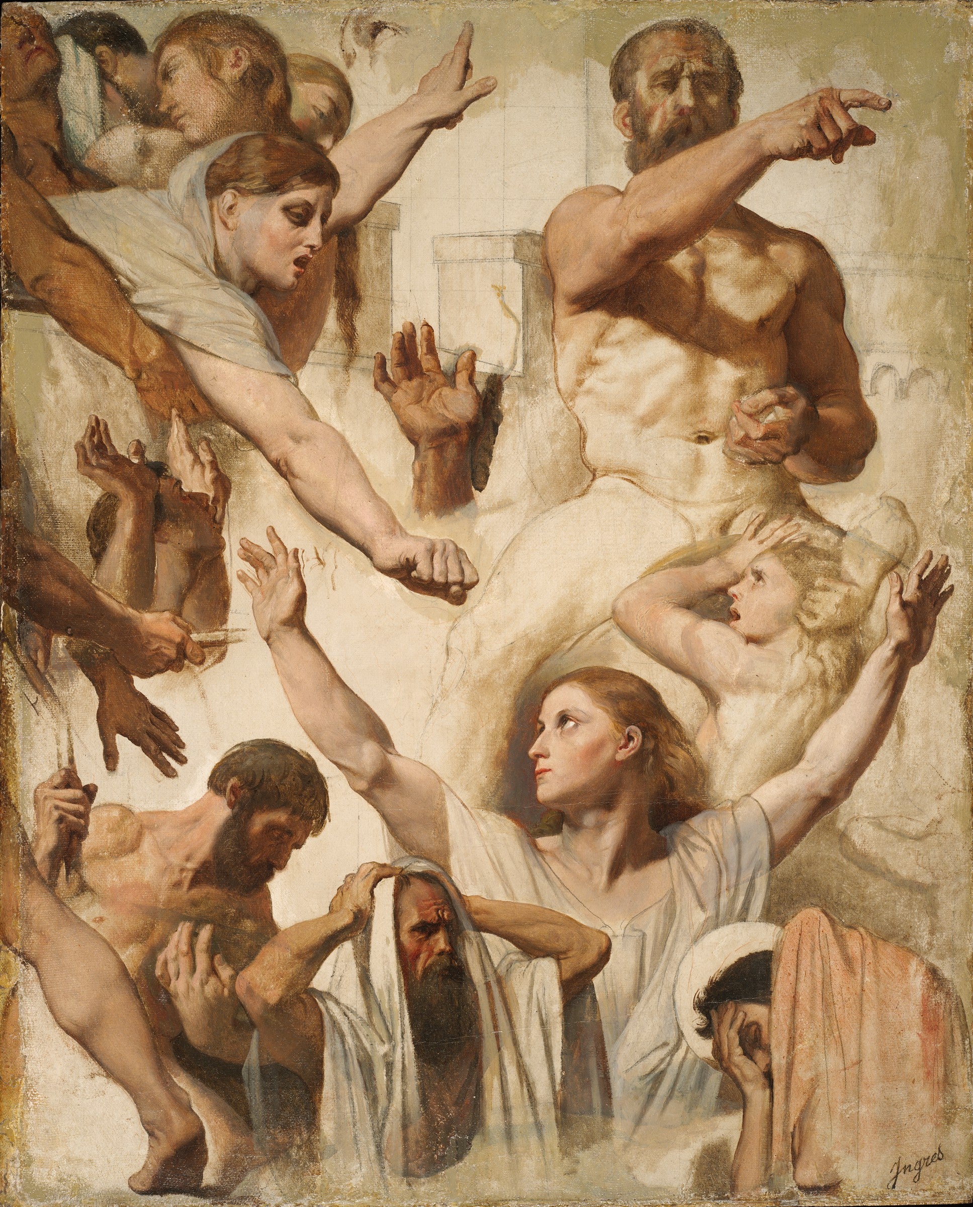Studie pro Mučednictví svatého Symphoriena (Svatý, Matka a Prokonzul) - Jean-Auguste-Dominique Ingres