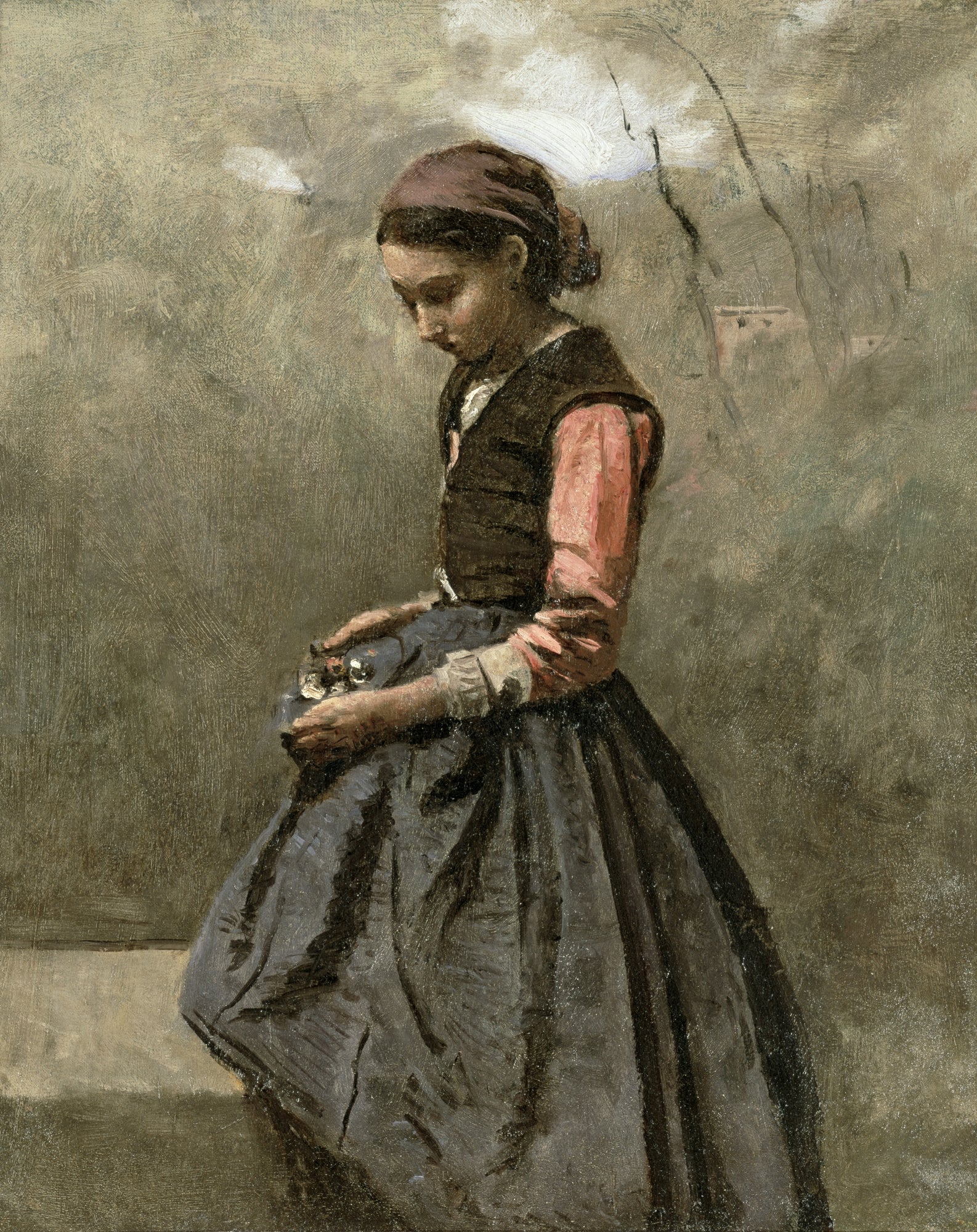 Une jeune fille pensive - Jean-Baptiste Camille Corot