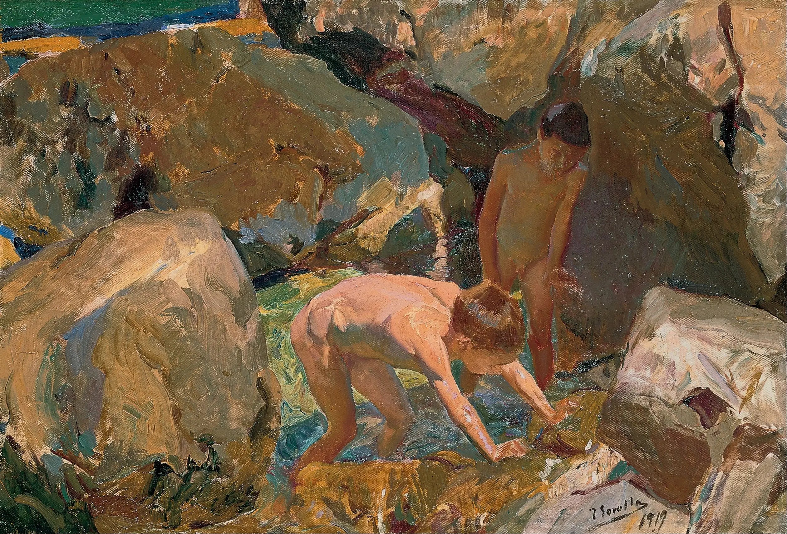Reproduction du tableau « Enfants à la recherche de coquillages - Joaquín Sorolla » par Alpha Reproduction en peinture à l’huile