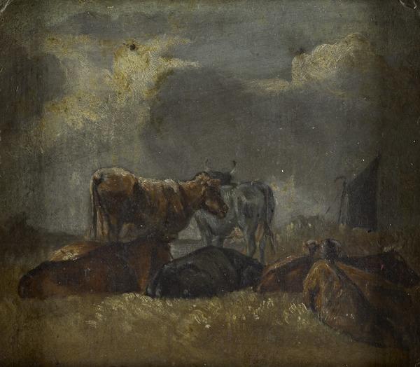 Sur la Stour (Revers : Étude de vaches) - John Constable