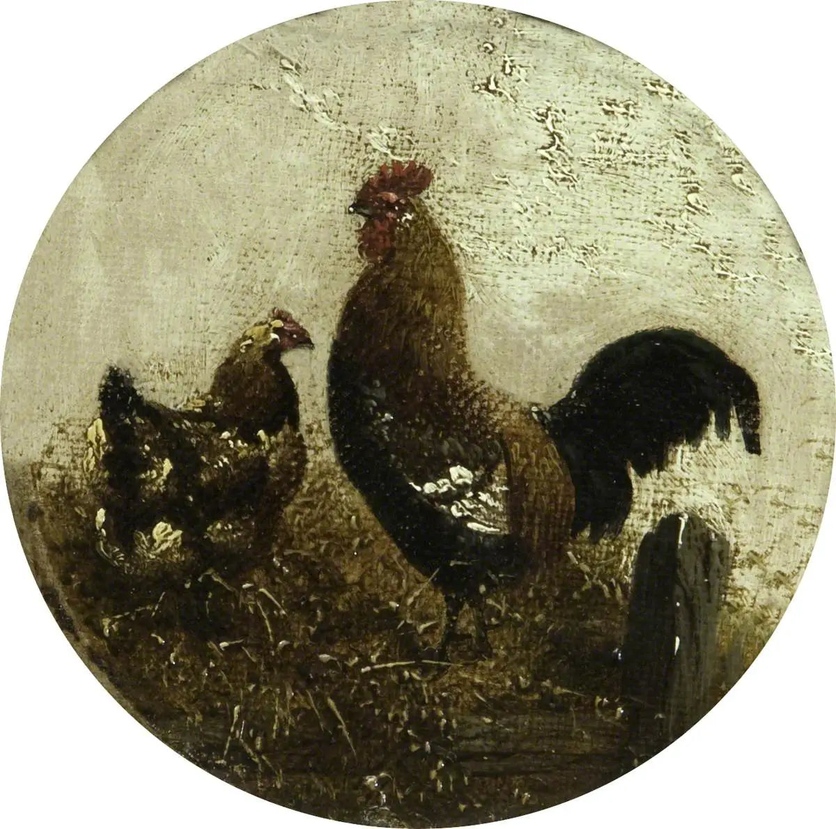 Huit scènes de ferme circulaires: coq et poule - John Frederick Herring Sr. - Alpha Reproduction