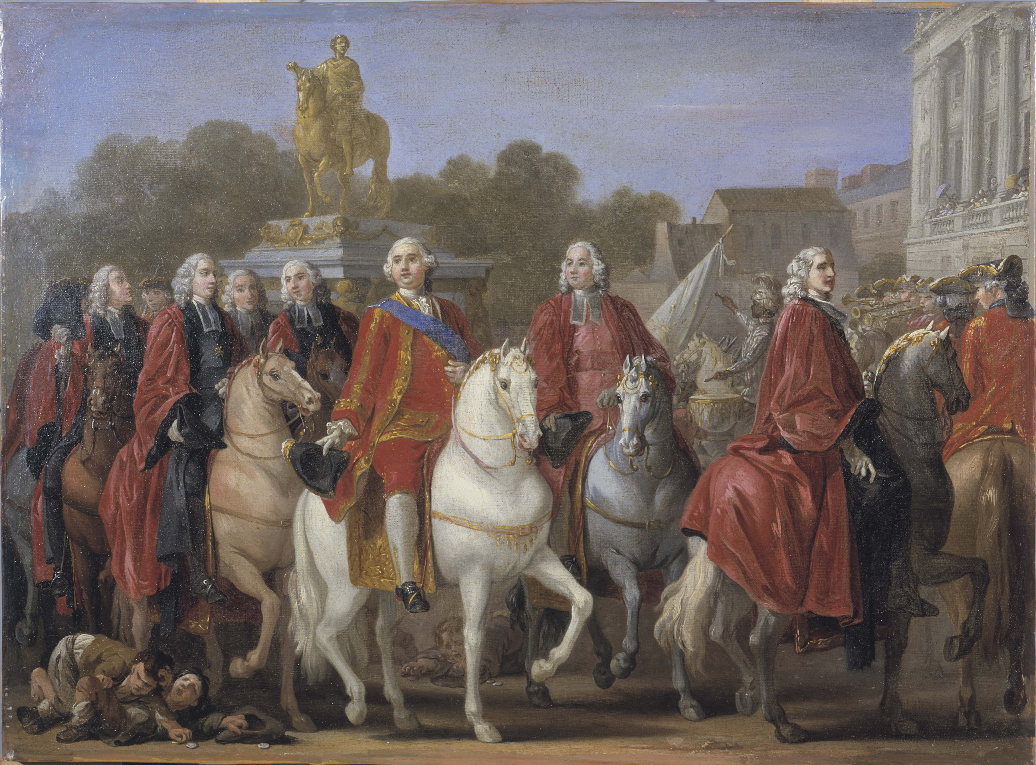 Inauguration de la statue de Louis XV sur la place du même nom, par le corps de la Ville de Paris, le 20 juin 1763 - Joseph-Marie Vien