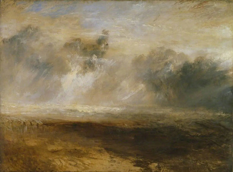 Breakers na ploché pláži - J. M. W. Turner
