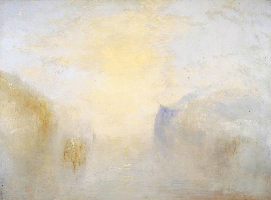 Reproduction du tableau « Sunrise, with a Boat between Headlands - J. M. W. Turner » par Alpha Reproduction en peinture à l’huile