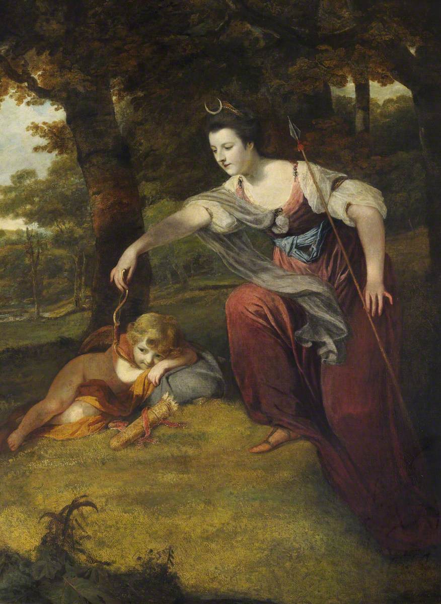 Diane désarmant Cupidon : Elizabeth Dashwood, duchesse de Manchester (1741-1832) et son fils George Montagu, vicomte Manderville (1763-1772) - Joshua Reynolds
