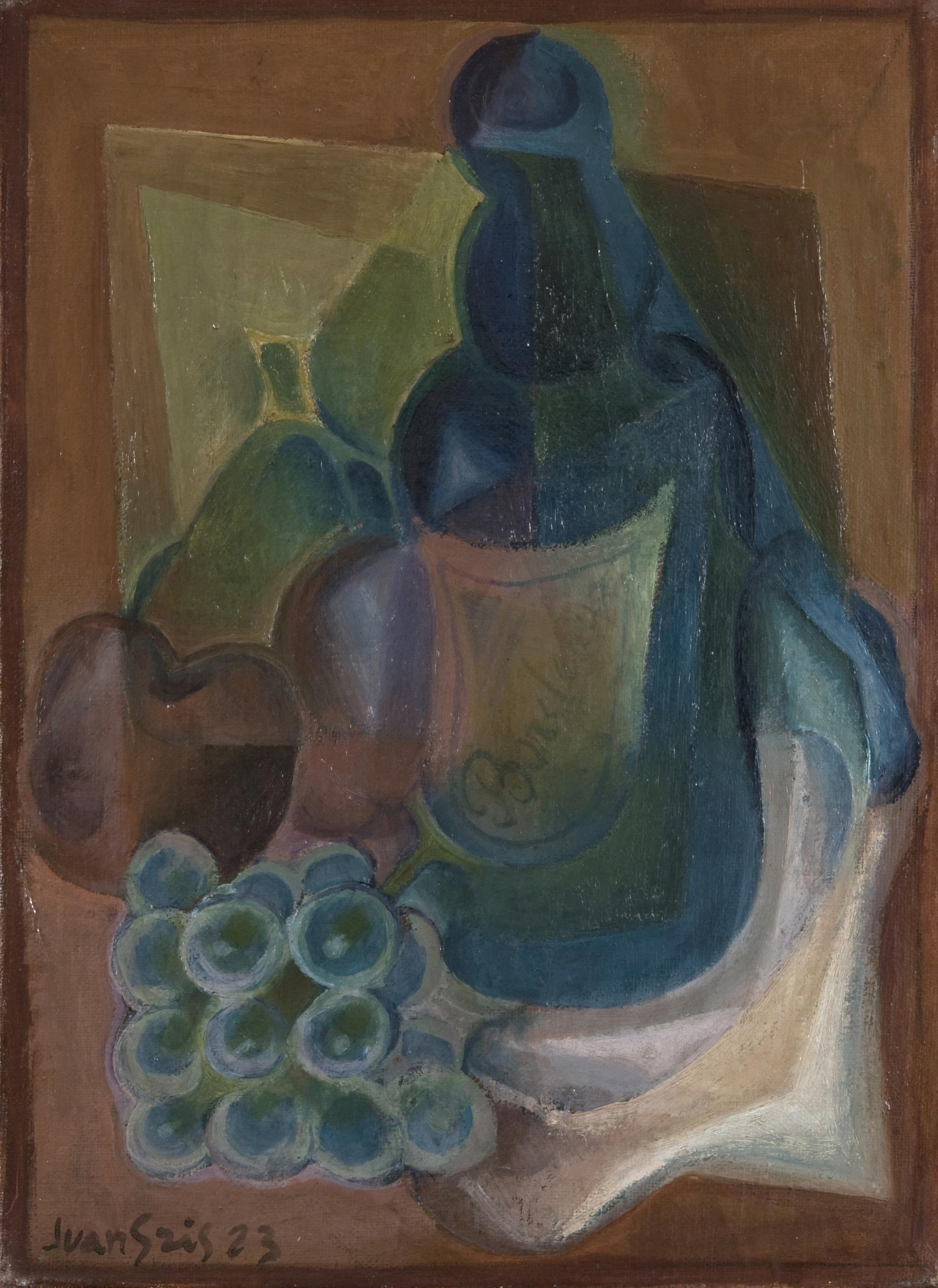 Une bouteille et des fruits - Juan Gris