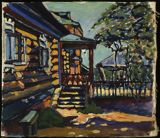 Reproduction du tableau « Akhtyrka, entrée principale de la datcha - Vassily Kandinsky » par Alpha Reproduction en peinture à l’huile
