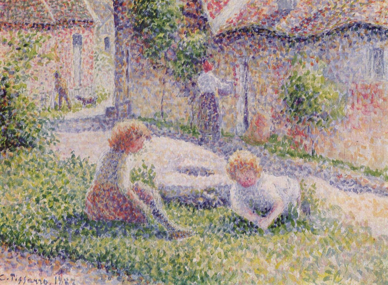 Reproduction du tableau « Enfants à la ferme - Camille Pissarro » par Alpha Reproduction en peinture à l’huile