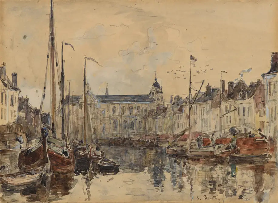 Reproduction du tableau « Le Bassin du commerce à Bruxelles - Eugène Boudin » par Alpha Reproduction en peinture à l’huile