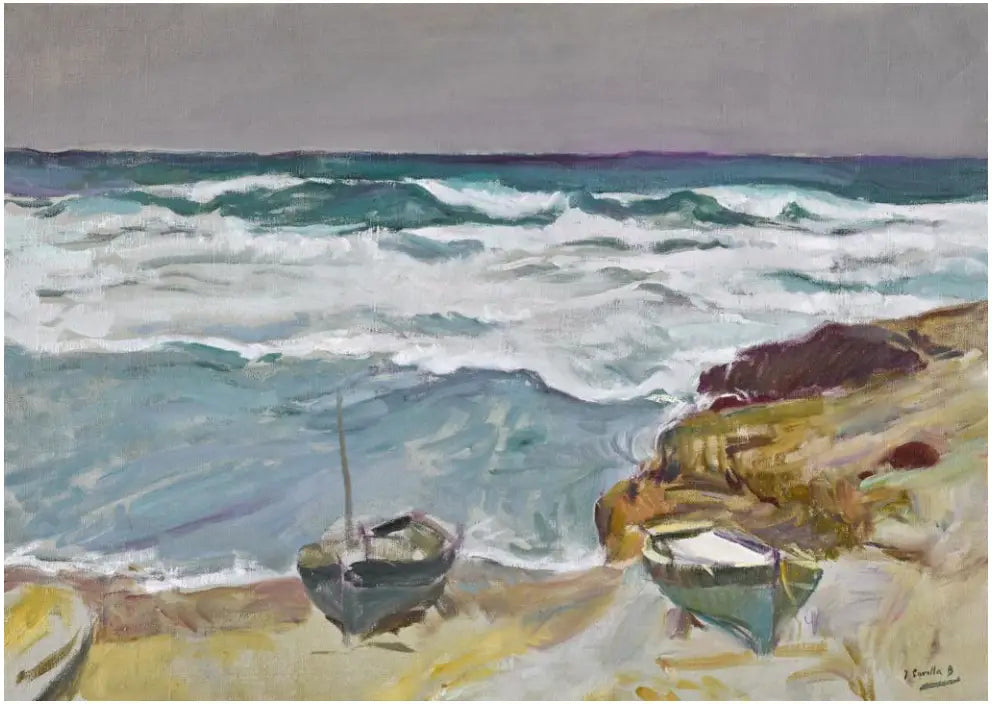 Reproduction du tableau « Plage de La Caleta, Malaga - Joaquín Sorolla » par Alpha Reproduction en peinture à l’huile