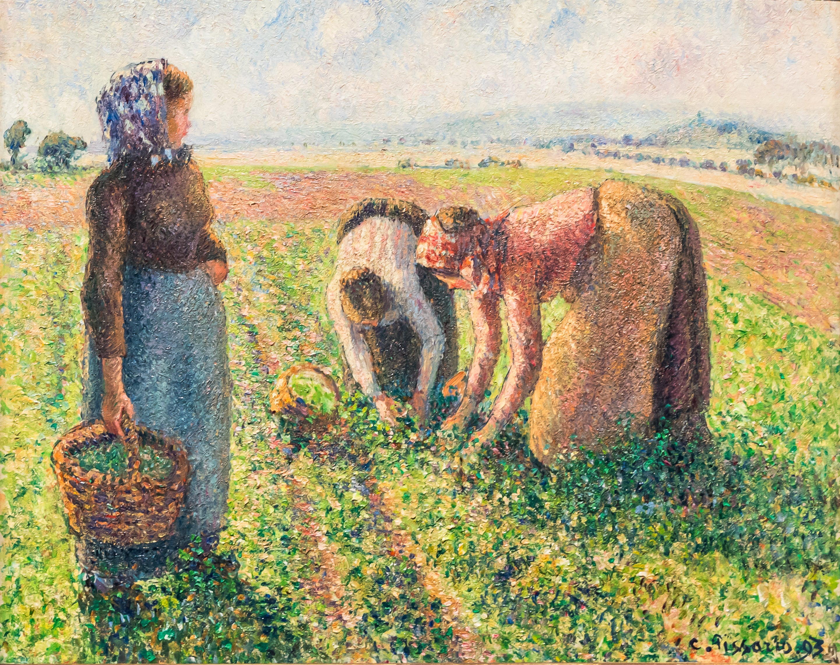 Reproduction du tableau « La cueillette des pois, Éragny - Camille Pissarro » par Alpha Reproduction en peinture à l’huile