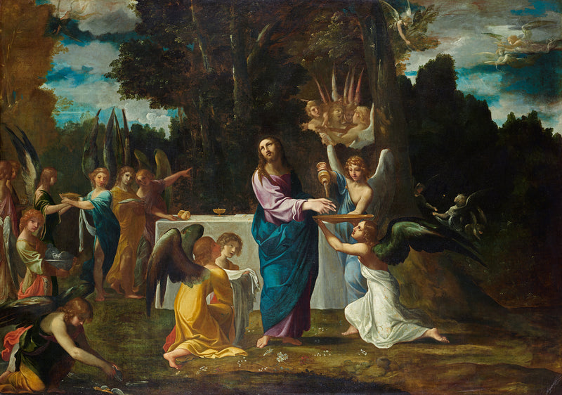 Kristus na poušti, obsluhovaný anděly - Ludovico Carracci