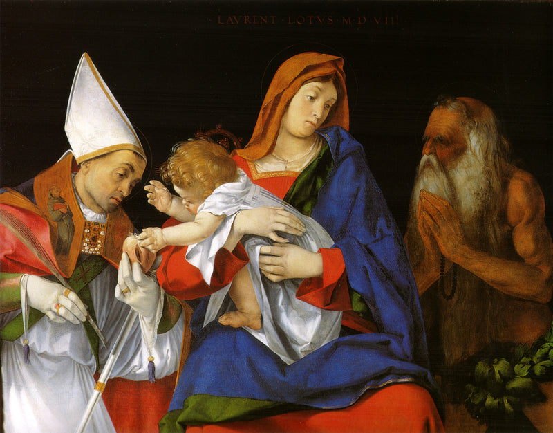 Panna Maria s dítětem s svatými Ignácem Antiochijským a Onufriem - Lorenzo Lotto