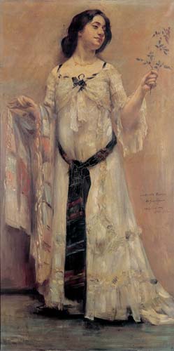 Portrait de Charlotte Berend en robe blanche - Lovis Corinth
