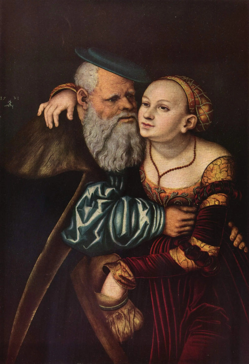 Courtesanka a starý muž - Lucas Cranach starší
