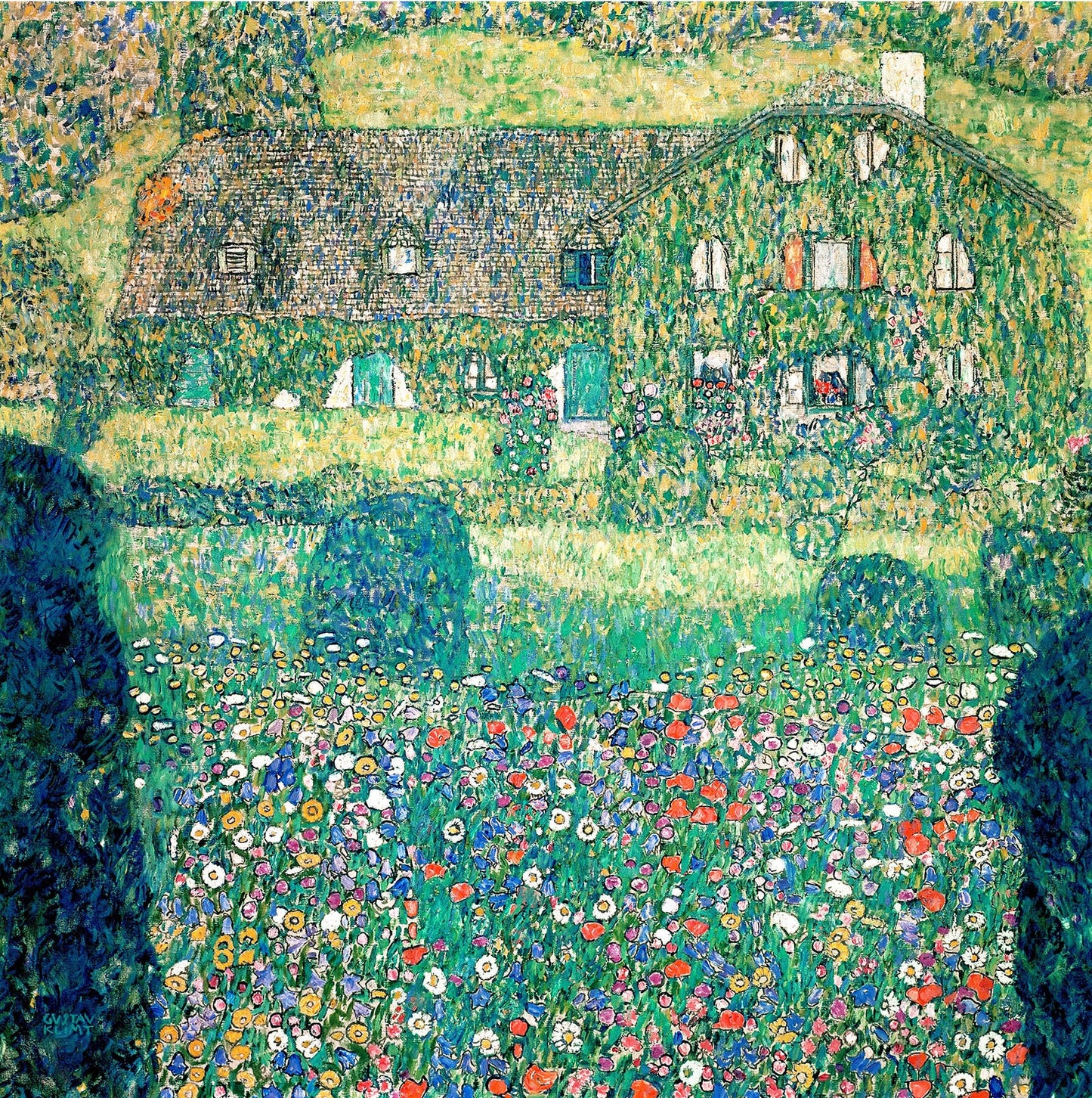 🏡🌼 Venkovský dům u Attersee – Gustav Klimt (kolem 1914–1915)