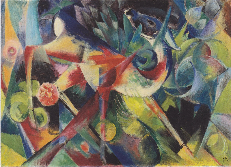 Jelen v květinové zahradě - Franz Marc