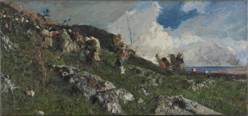 Des Arabes gravissent une colline - Mariano Fortuny Marsal