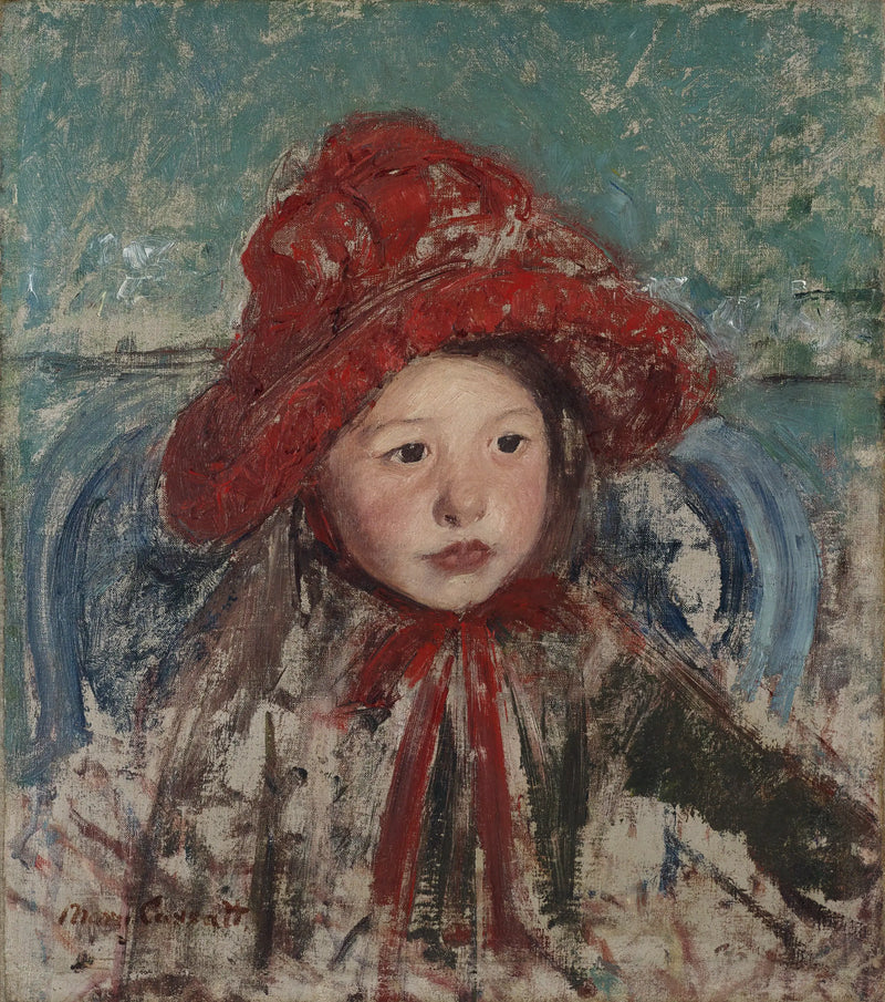 Malá dívka s velkým červeným kloboukem - Mary Cassatt