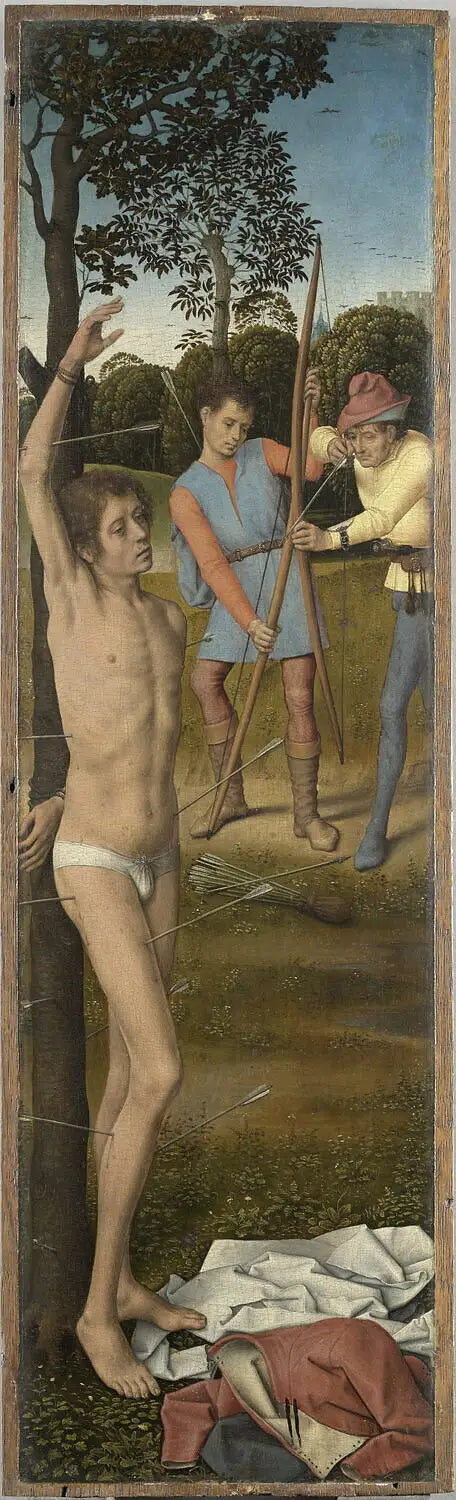 Triptyk Zmrtvýchvstání: Mučednictví svatého Šebestiána - Hans Memling