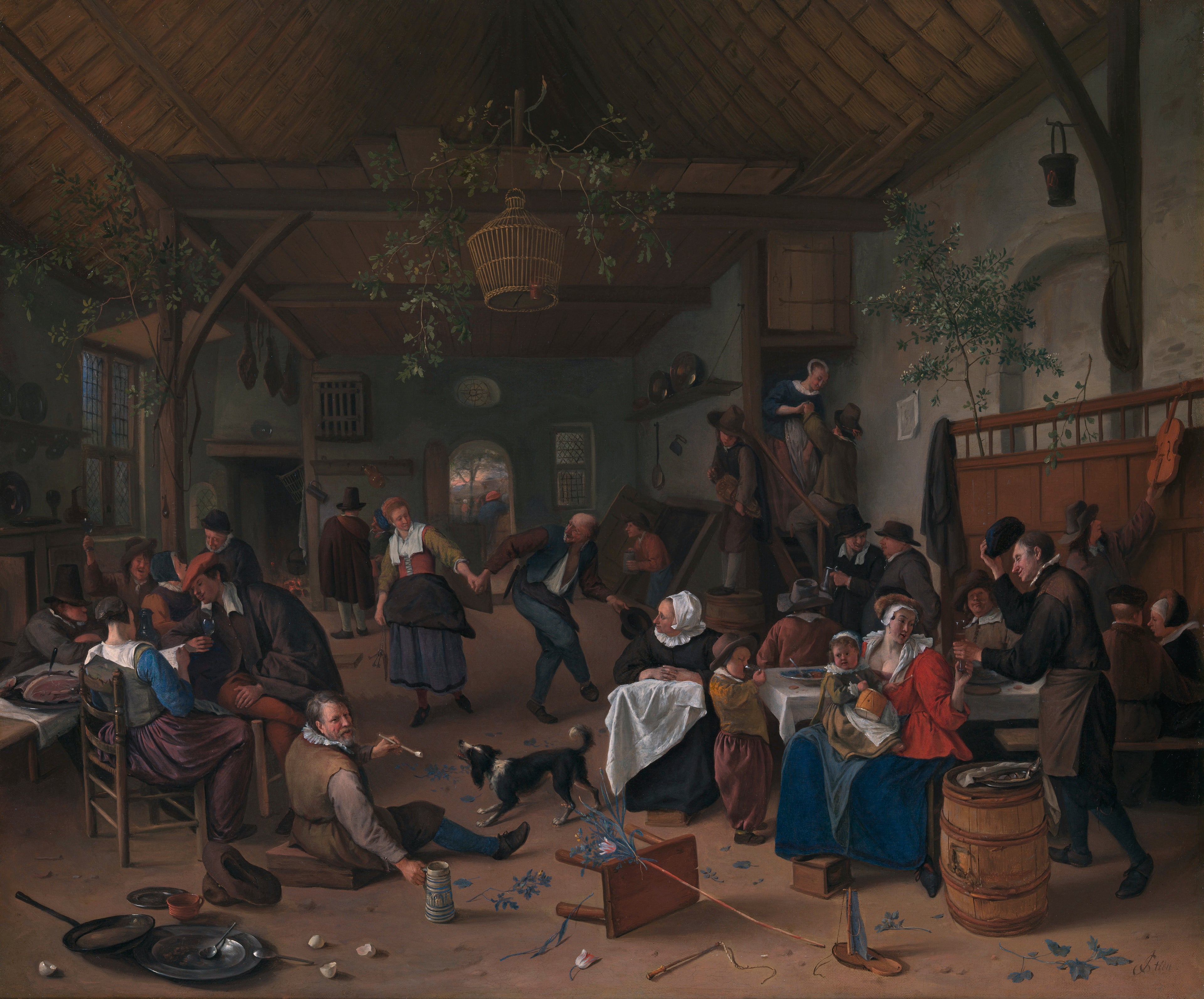 Des réjouissances dans une taverne avec un couple qui danse - Jan Steen