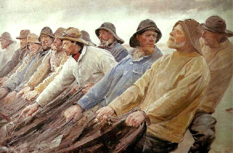 Pêcheurs tirant une senne à Skagen - Michael Peter Ancher - Alpha Reproduction