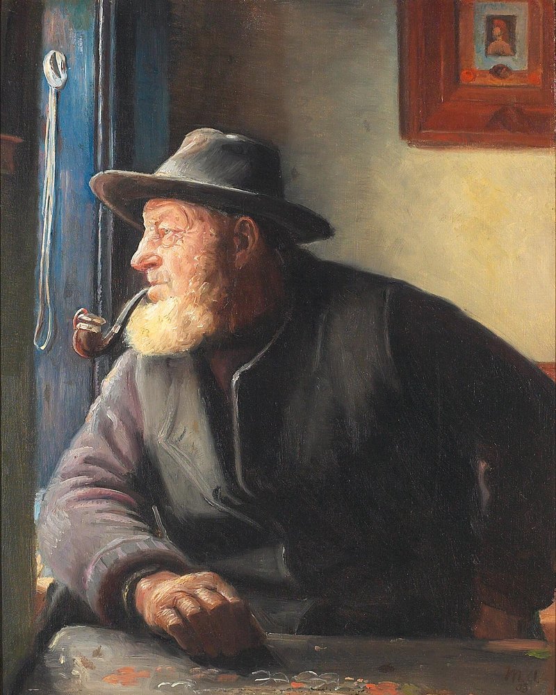 Intérieur avec le pêcheur Ole Svendsen à la fenêtre. - Michael Peter Ancher