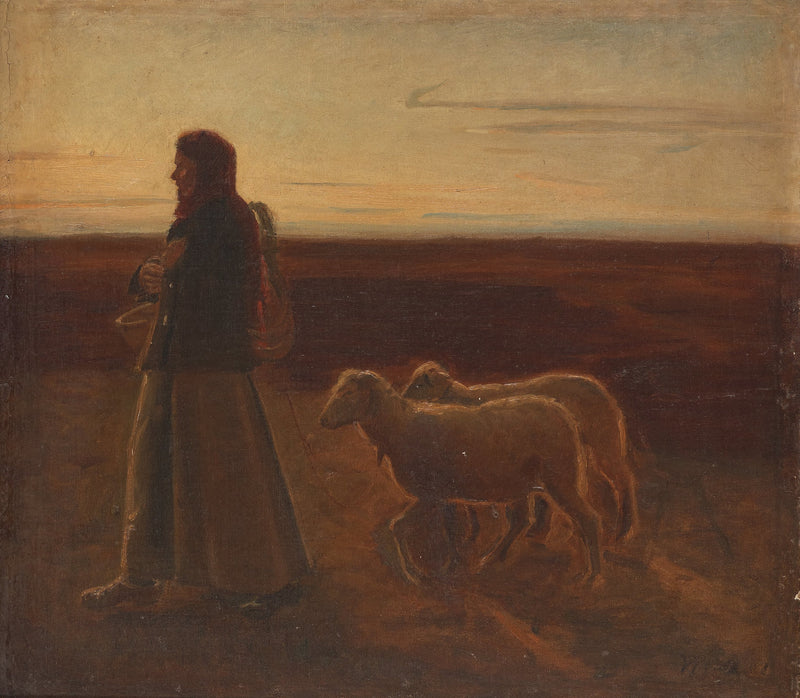 Femme avec des moutons. - Michael Peter Ancher