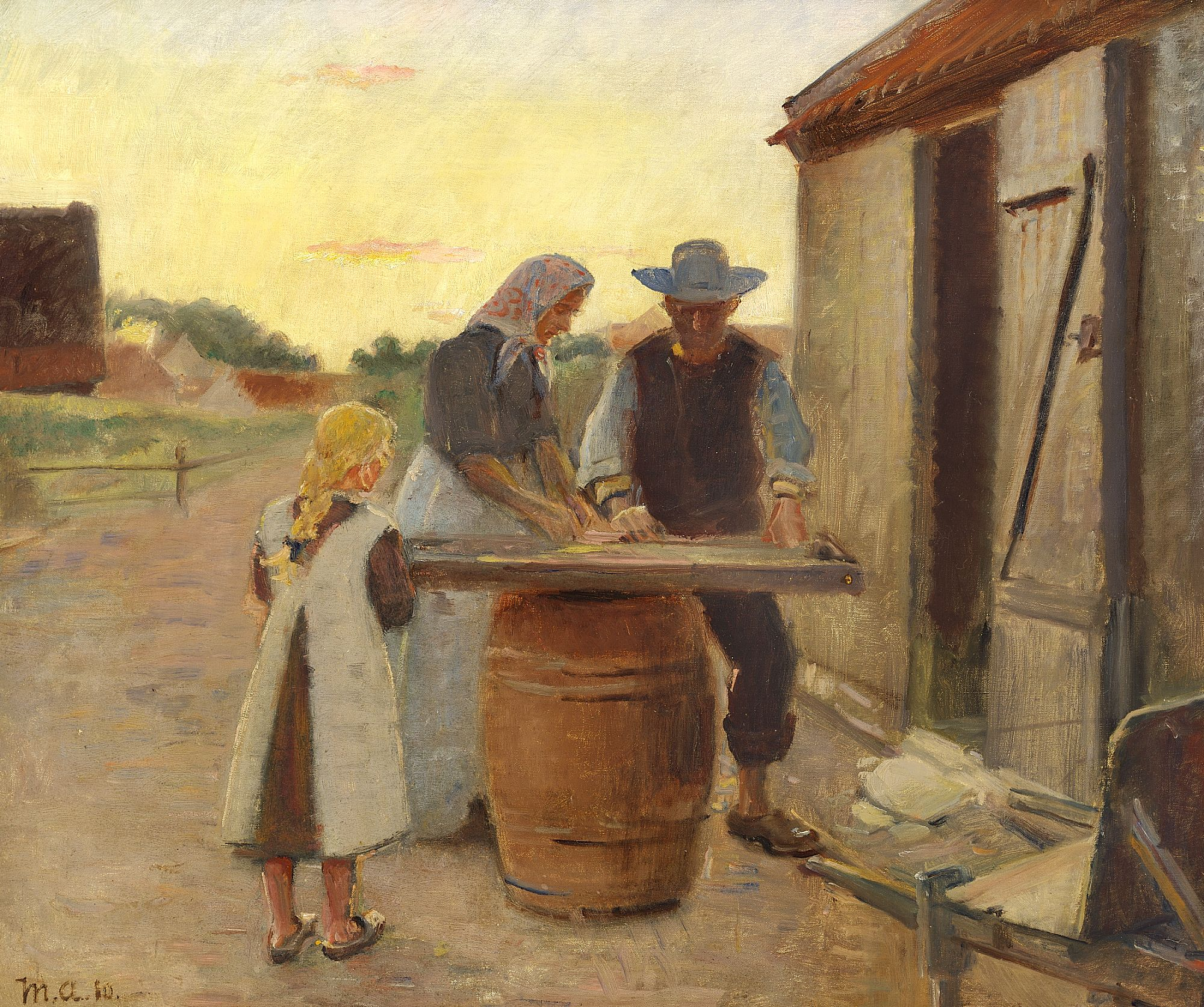 Famille de pêcheurs au coucher du soleil - Michael Peter Ancher - Alpha Reproduction