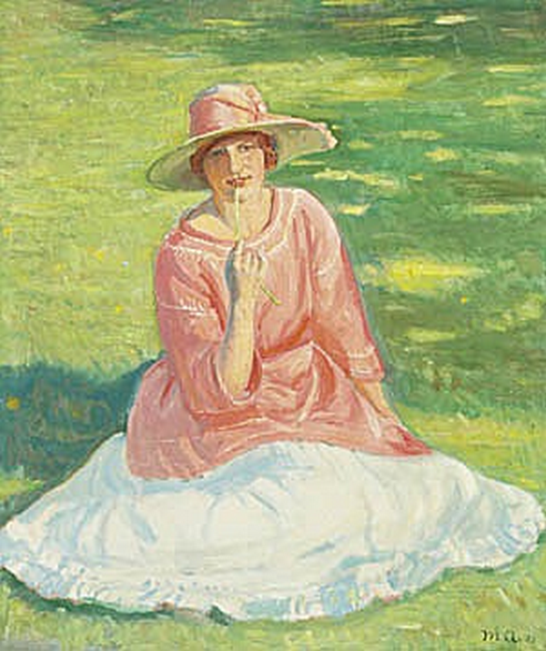 Jeune femme dans un jardin. - Michael Peter Ancher