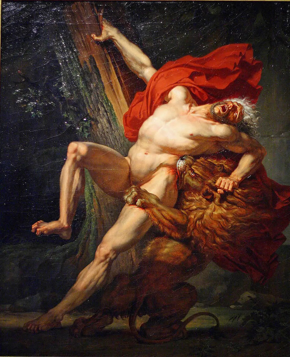 Milon de Crotone voulant essayer sa force est surpris et dévoré par un lion - Charles Meynier - Alpha Reproduction